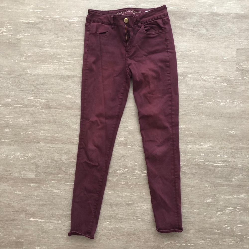 Hi-rise Maroon skinny jeans
